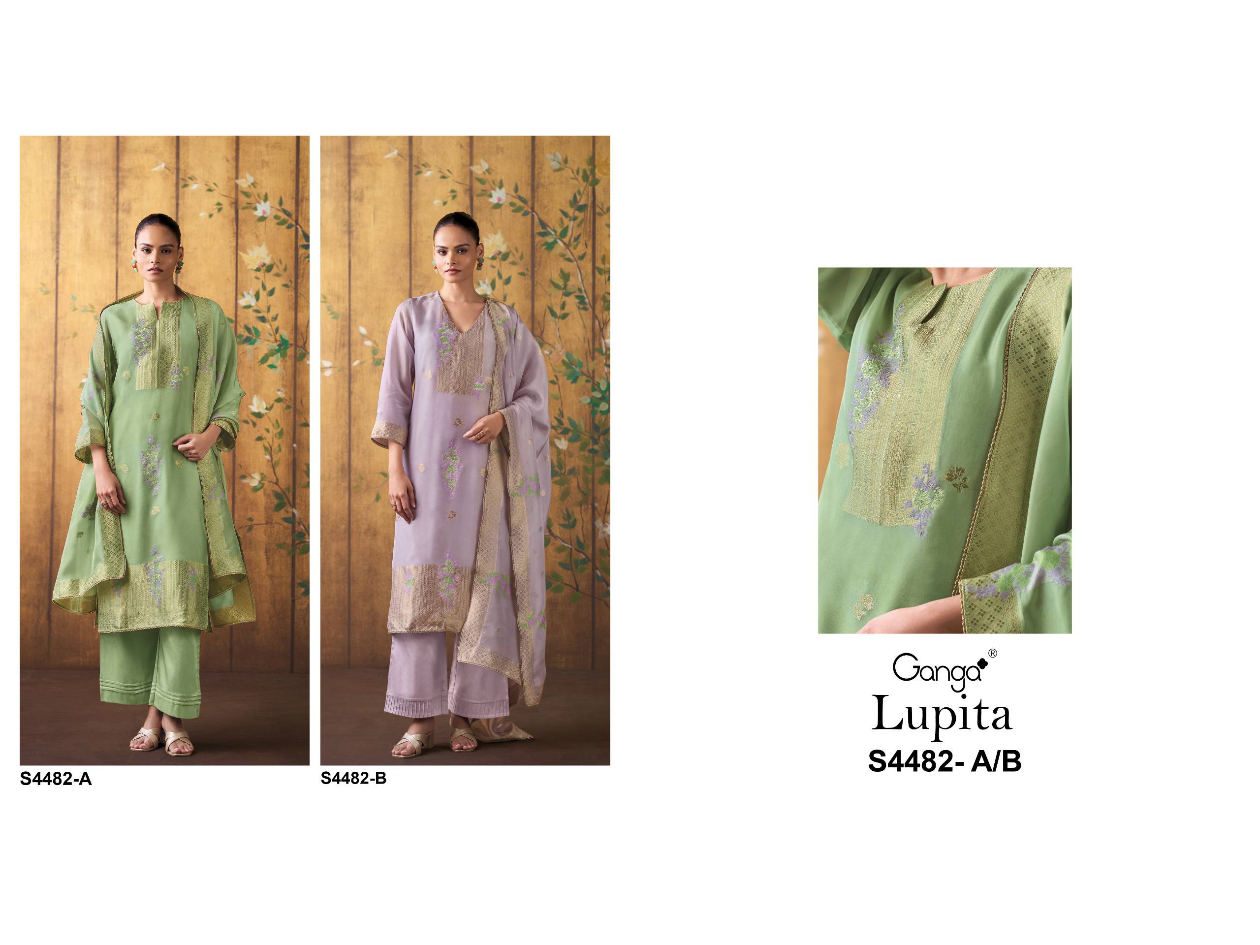 LUPITA 4482 Series By GANGA FASHION Stylish Beautiful Colourful PURE SILK Dresses At Wholesale Price